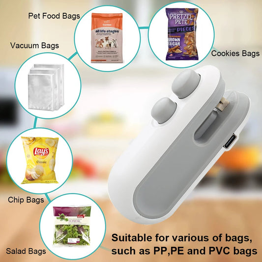Mini Food Bag Sealer – Instant Heat Sealing Clip to Keep Snacks & Food Fresh