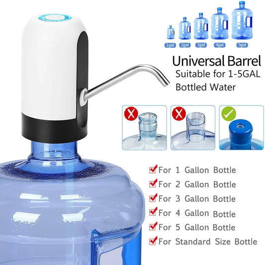 Electric Water Bottle Pump - Portable USB Charging Dispenser with One-Touch Switch