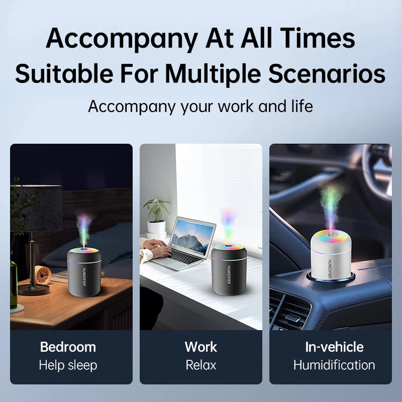 Portable 180ml Mini USB Humidifier & Aromatherapy Diffuser | Quiet Cool Mist for Car, Home & Office