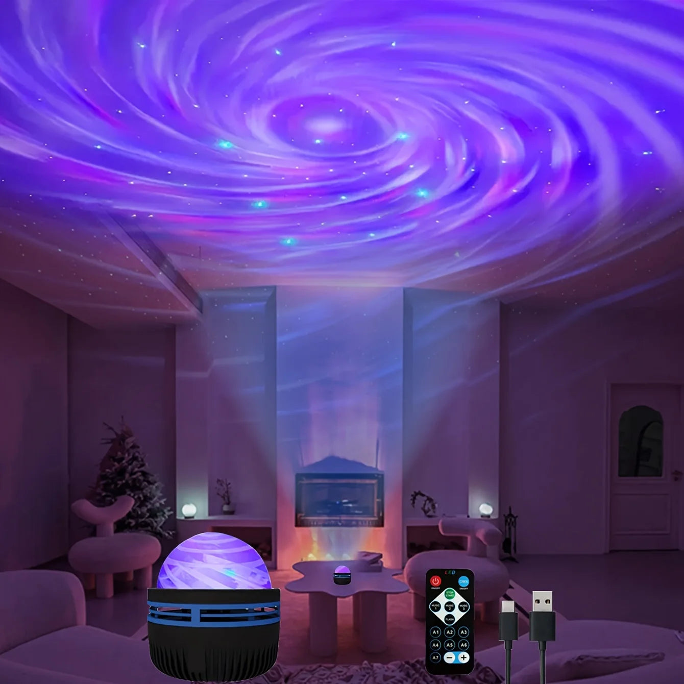 AuraSky Galaxy Projector | Rechargeable USB Starry Night Light