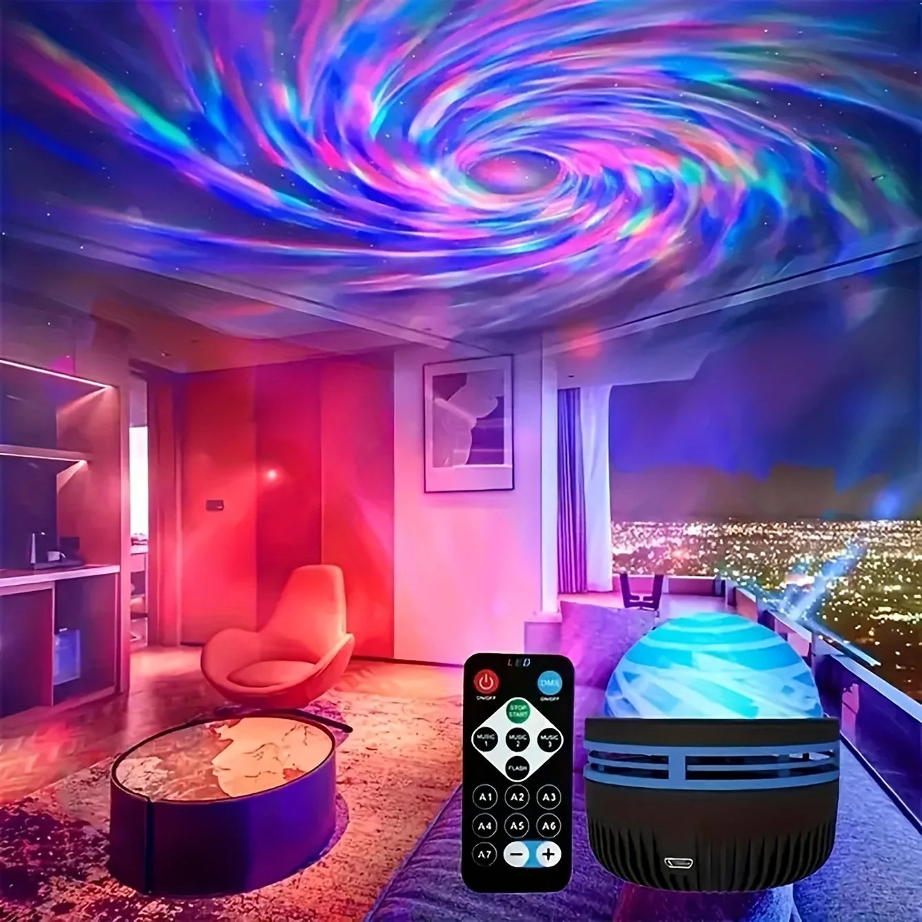 AuraSky Galaxy Projector | Rechargeable USB Starry Night Light